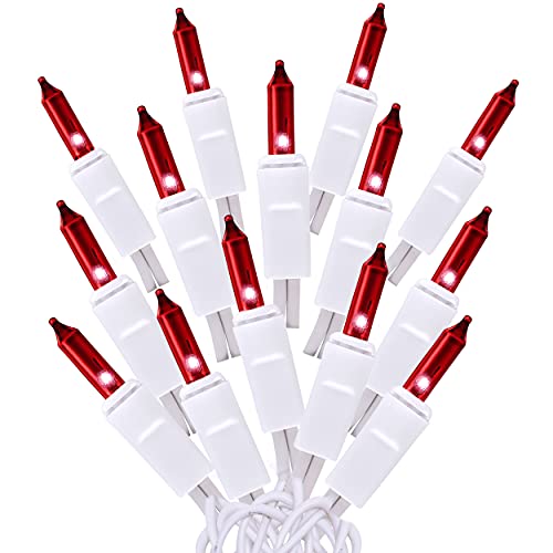 100 Red Christmas Lights, White Wire 20.6 Feet Long String Lights Set for Outdoor Indoor Décor, Valentines Day, Wedding, Halloween, Christmas Trees, Holiday Lighting Decorations, UL Certified 100 Red Christmas Lights, White Wire 20.6 Feet Long String Lights Set for Outdoor Indoor Décor, Valentines Day, Wedding, Halloween, Christmas Trees, Holiday Lighting Decorations, UL Certified