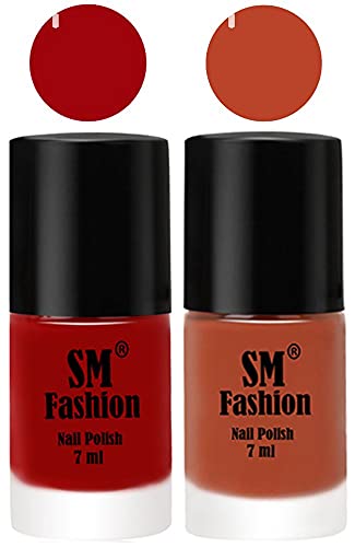 Image of Long Lasting Nail Polish | Nail Paint Combo 7 ml Each) - Set of 2 Light Red-Light Coral