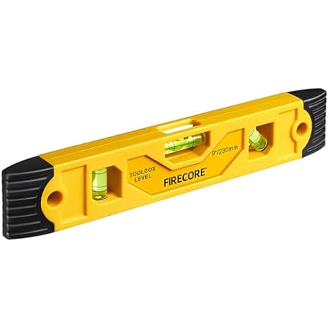 Torpedo Level Magnetic, Firecore 9 Inch Shockproof Small Leveler Tool with 3 Bubble Spirit Level 45 90 180 Degree, Construction Levelers for Hanging Pictures Install Shelf Home Renovation Cover