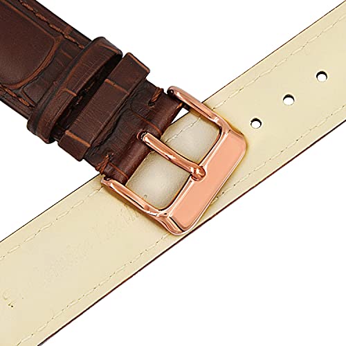 Image of 18mm 20mm 22mm 24mm 26mm 28mm 30mm 32mm Genuine Leather Black Brown Light Brown Blue Silver Rose Yellow Golden Silver Buckle Clasp Watch Band Strap for Men and Women