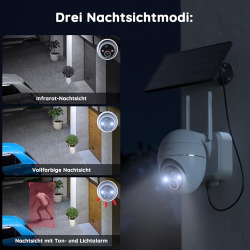 BOIFUN 2K Solar Überwachungskamera Aussen WLAN, Kabellos Akku Kamera Outdoor mit...
