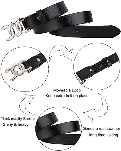 ALAIX Women's Belt Gold/Silver Buckle Belt Black leather belt Fashion Dress Pants Jeans belts for women4