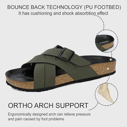 Image of Centrino Mens Cushion Sliders /Slippers|Berkin-Style Slip-On Sandals | Open Toe Design | Soft PU Footbed | Lightweight & Comfortable | Arch Support | On-Grip Sole | Casual Outdoor Wear (6868)