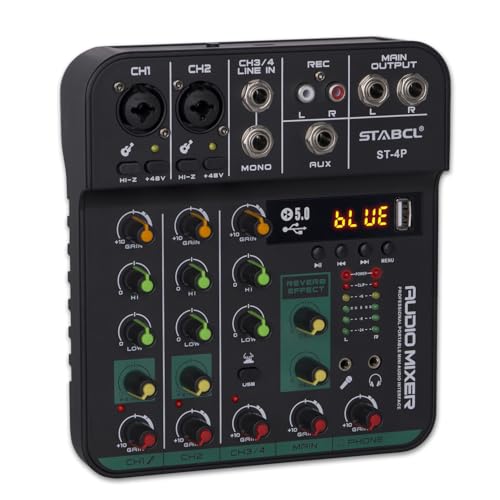 4 Channel Audio Mixer Board, Sound Board Mixing Console