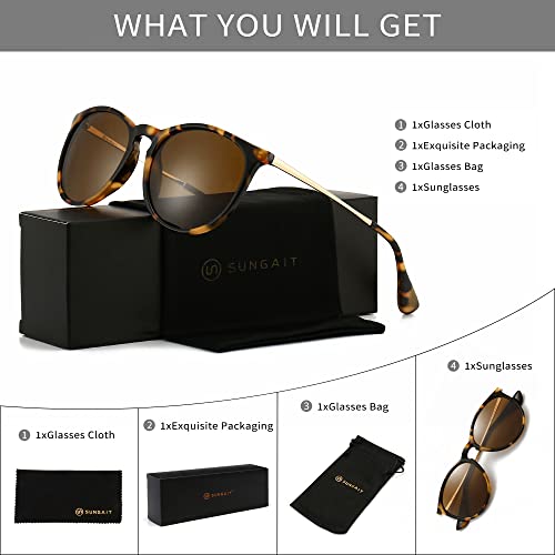 Image of SUNGAIT Vintage Round Sunglasses for Women Classic Retro Designer Style