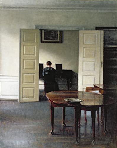 Tableau Toile Intérieur Femme au Piano Vilhelm Hammershoi Affiche Art Décoration Murale 60x90cm