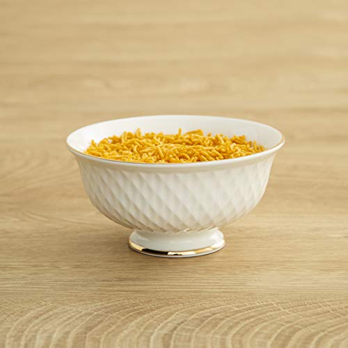 Image of Home Centre Divine Ceramic Cereal Katori - 1 Piece, White, Standard (DIVINE-10)