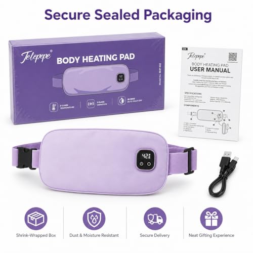 Image of Heating Pad for Period Cramps, Menstrual Heating Pad with 3 Heating & 3 Vibration Modes, 5000mAh Battery Capacity, Pain Relief Gifts for Women Girls Her