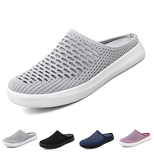 Image of WENOREG Women's Platform Hollow Out Slip On Lightweight Mule Sneakers,Summer Open Back Flats Fashion Mesh Breathe Comfort Walking Shoes Closed Round Toe Low Top Loafer