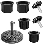 Jesiah 6PCS Umbrella Stand Replacement Parts Kit, Including 4 Outdoor 38mm/ 48mm Heavy Duty Umbrella Stand Holder Hole Rings 2 M8 40mm Hand Knob Screws for Patio Table Balcony Decks