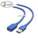 Cable Matters 2-Pack 5Gbps USB Extension Cable - 6ft, USB 3.0 Extension Cable, Male to Female USB3.0 Extender, Compatible with Webcam, VR Headset, Printer, Hard Drive, Blue