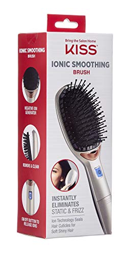 Kiss Anti-Frizz Ionic Smoothing Brush, Wireless Electric Detangling Hair Brush, Detachable Cushion Pad, Includes 2 Aa Batteries, Compact, Portable & Lighweight, 8Oz #TOP4