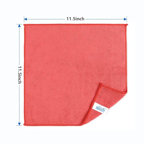 HOMEXCEL Red Microfiber Cleaning Cloth, 100 Pack Cleaning Towels for Kitchen, Lint Free, Scratch-Free, Highly Absorbent, and Reusable Cleaning Rags for House, Window and Glass, Cars, 11.5 X11.5 inch