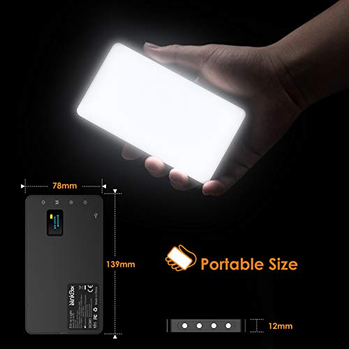 NinkBox Luces LED de Video 96 LEDs Regulables Superluminosos 3000K-6500K, CRI 95+, portátil para videocámaras DSLR, fotografía, batería incorporada de 4000 mAh