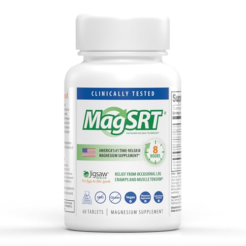 Jigsaw Health MagSRT | Magnesium Supplement with Vitamin B6 Folate & B12 | 60 Tablets | 15 Servings