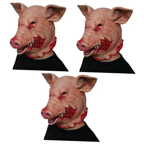 ifundom 3 Piezas traje de cosplay de halloween máscara espeluznante de halloween máscara de halloween caretas animales máscara de cabeza de cerdo máscara de animal espeluznante emulsión