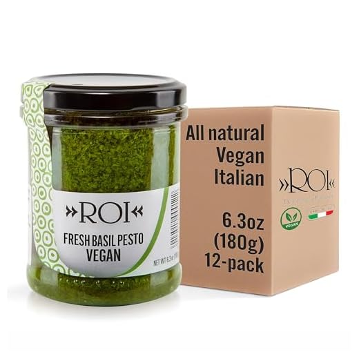 ROI Pesto Sauce - Vegan Pesto - Fresh Ligurian Basil Pesto Made of Genovese DOP basil and EVOO - Gluten Free Pesto - Keto Friendly Basil Sauce - Non-GMO - Made In Italy - 6.3 oz (180g) (Pack of 4)