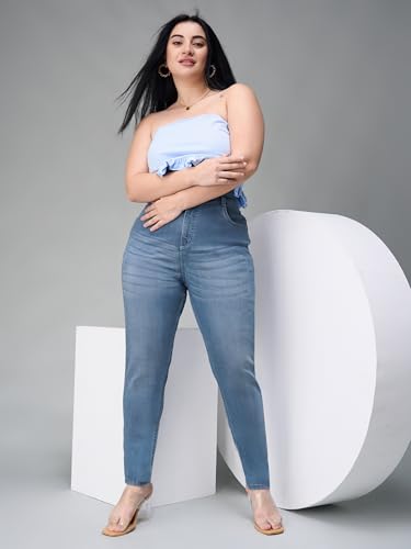 Image of Miss Chase A+ Women's Bootcut High Rise Regular Length Stretchable Denim Jeans