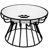 BNOSDM Ceramic Cat Bowl with Metal Stand Raised Cat Bowls Elevated Kitten Dish Pet Food and Water Fe