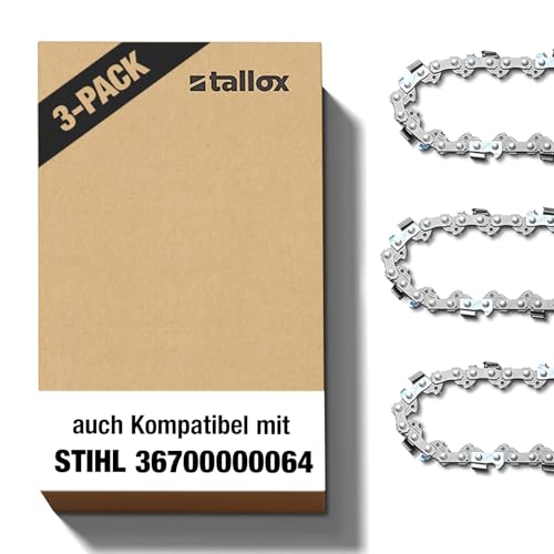 3 tallox Sägeketten 1/4' 1,1 mm 64 TG 30 cm Schwert Version 2025 rückschlagarm kompatibel mit Stihl Kettensägen MSA 60 MSA 70 MSA 120 MSA 140 MSA 160 MSA 200 MS 151
