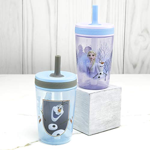 Zak Designs Disney Frozen II Movie Kelso Tumbler Set, Leak-Proof Screw-On Lid with Straw, Made of Durable Plastic and Silicone, Perfect Bundle for Kids (Frozen 2 Olaf, 15 oz, Non-BPA, 2pc Set) by Zak Designs - Image 9