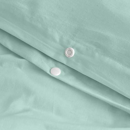 Parure de lit menthe 140x200 bicolore pastel collection basic - 5