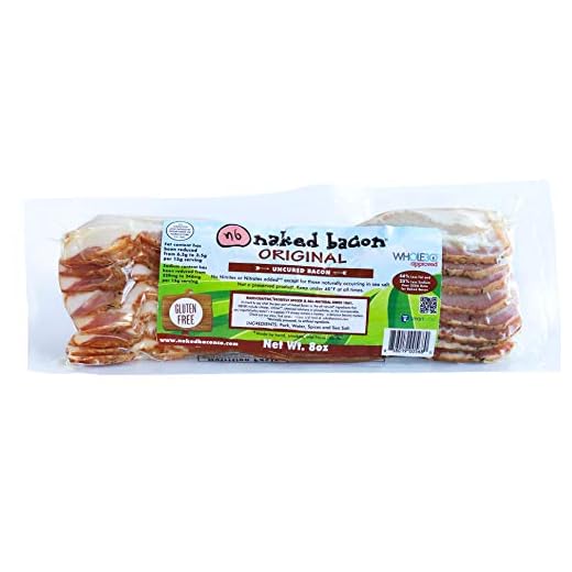 Original Sugar Free Naked Bacon - Whole30 Approved Multipack (5 packages) - No Sugar, Nitrate Free, Paleo, Keto, WW Friendly Bacon, Lower Fat, Lower Sodium