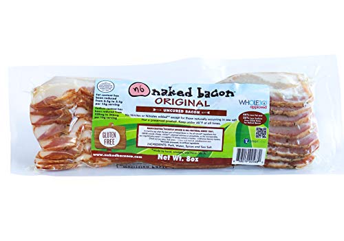 Original Sugar Free Naked Bacon - Whole30 Approved Multipack (5 packages) - No Sugar, Nitrate Free, Paleo, Keto, WW Friendly Bacon, Lower Fat, Lower Sodium