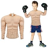 Yahenda Child Muscle Chest Shirt Kids Boys Muscle Shirt Padded Costume Muscle Costume for Kids Bodybuilder Halloween Costume Accessory Muscle Chest Child Costume Prop for Halloween Cosplay Dress Party