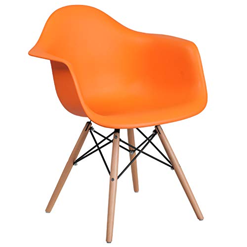Flash Furniture 2 Pk. Alonza Series Orange Plastic Chair With Wooden Legs #TOP5