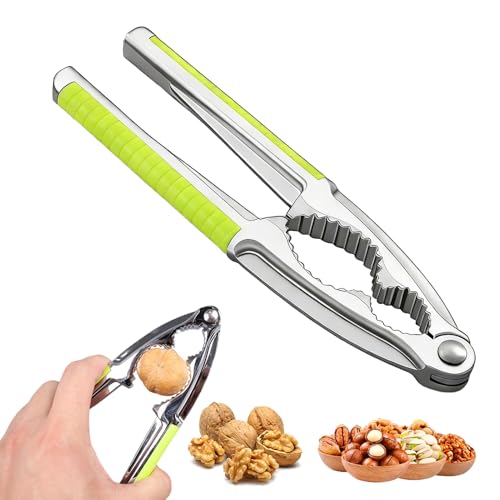 1 PCS Metal Nutcracker,Nut Crackers Heavy Duty Walnut Nut Opener with Non-Slip Handle,Multifunctional Nut Cracker for All Nuts Almonds Hazelnut Pistachios(Green)