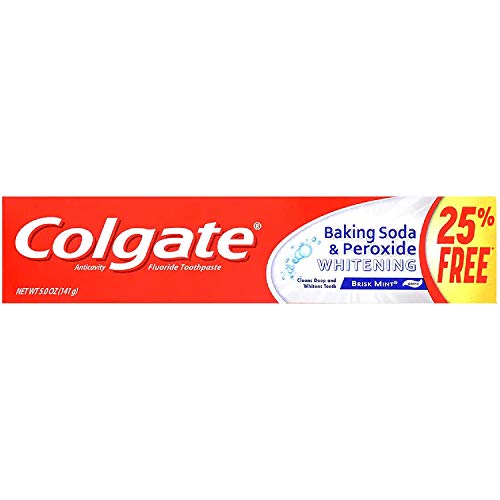 Colgate Fluoride Toothpaste with Baking Soda & Peroxide Whitening Brisk Mint Paste. TWO 5.0 oz