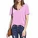 Produktbild T-Shirt Damen Kurzarm Einfarbig Kreuzseil V Ausschnitt Bluse Damen Sanft Komfortabel Boutique Oberteile Damen Sommer Mode Lässig Sport All-Match Damen Tops E-Pink XXL