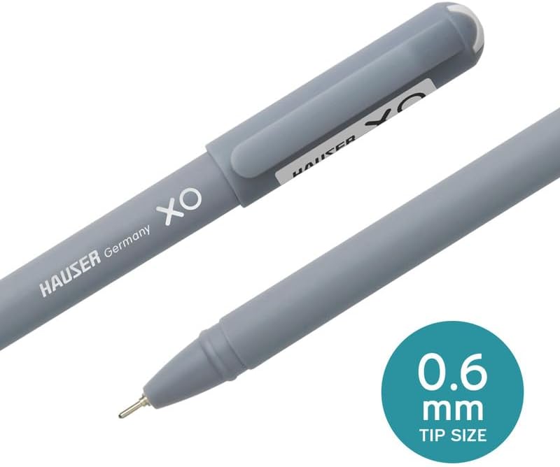Hauser Xo Ball Pen Wallet Pack | Tip Size 0.7 Mm | Sleek Body & Minimalistic Design | Matt Finish | Solid Body Type | Low Viscosity Ink | Ultra Durable Tip | Black Ink, Set Of 10 Pcs X 3 Pack