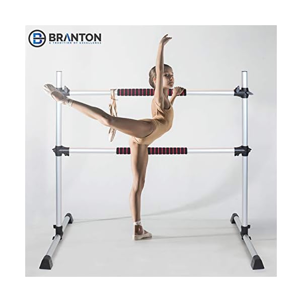 B BRANTON Ballet Barre Workout Equipment Bundle - 4’ Height Adjustable Lightweight 5 Piece Home Dance Set Including Ballet Bar and Leg Stretcher - Ballet Exercise Set for Home Practice