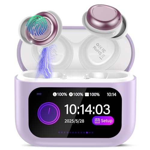 ZYHKON Bluetooth Kopfhörer, Bluetooth 5.4 Schlafkopfhörer In Ear mit Touchscreen, 48H Spielzeit Mini Kopfhörer mit HiFi Sound/5 EQ-Modi/ENC Noise Cancelling, Wireless Ohrhörer...