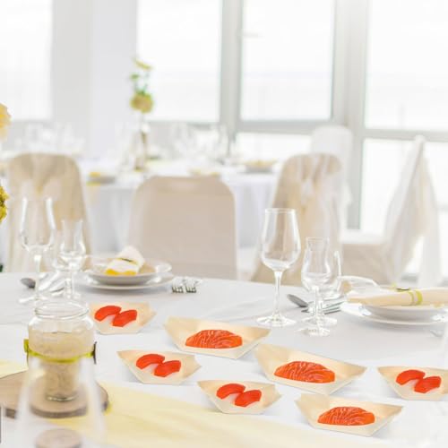Platos desechables de madera para sushi 100 piezas miniatura 4