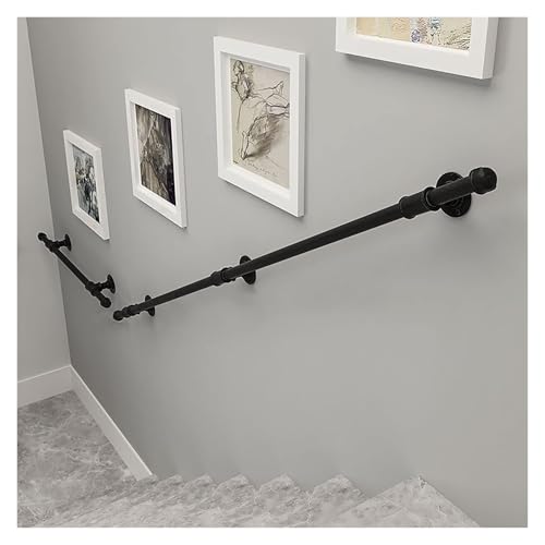 Rambarde d'escalier extérieure en métal 150 cm style industriel noir - 8