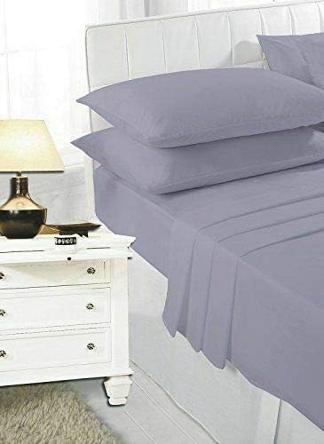 ComfyTrends 4 Piece Plain Bed Sheets Set In 22 Colors - (Flat Sheet + Fitted Sheet + Pair Of Pillow Cases) - Easy Care Non-Iron Poly Cotton Fabric (Grey, Super King - Sheets Set)