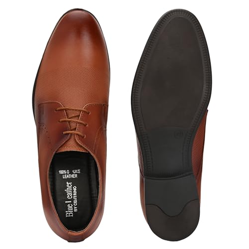 Image of Blue Leather by Centrino Lace-up Men's Formal Shoe | Stylish with Soft Cushioned Insole | Trendy Lace-Up Design | Durable Leather with Anti-Skid Sole | Perfect for Formal Wear (4039)