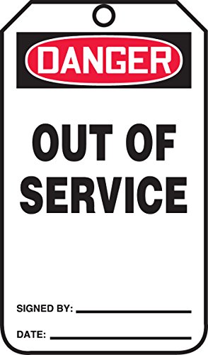 Étiquette de sécurité Danger Out of Service pour éviter le démarrage accidentel des machines lot 25