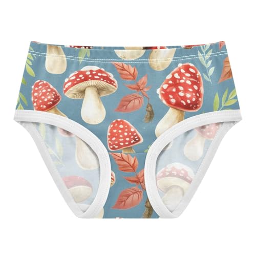 Mushrooms Leaves Gray Blue Toddler Underwear Custom 2t Cotton Little Girl Panties Fun Print Kids Briefs Undies