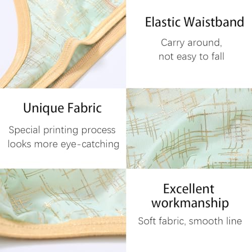 Men's Sexy Thong Bulge Enhancing Pouch Printing Stripe Underwear T Back Low Rise G-String4