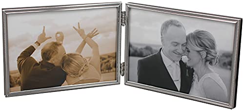 LEADEX Double Thin Edge Silver Plated Picture Frame Horizontal Standing 5 by 7 Inch Velvet Back Simple Classic Styling (silver)