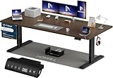 Homall Höhenverstellbarer Schreibtisch 200x80cm mit USB A Ladeanschluss, Elektrischer Schreibtisch mit Kabel Management Tray, Standing Desk mit 3 Memory Funktion, Computertisch Nussbaum