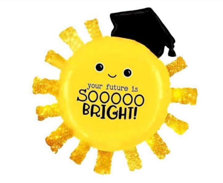 Image of Atpata Funky Happy Graduation Foil Balloons for Graduation Convocation Commencement Ceremony (So Bright Grad Sun)