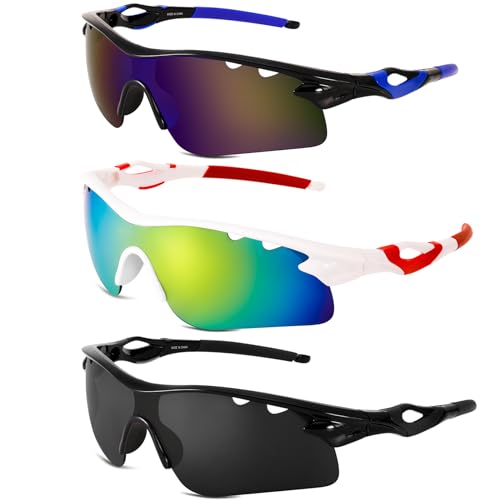 Jostift 3 Stück Sonnenbrille Herren Sport, Schnelle Brille Fahrradbrille...