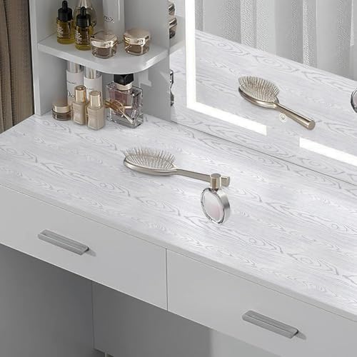 Image of VKR Waterproof Removable Self Adhesive Wallpaper Roll | Peel & Stick Vinyl Furniture Covering for Kitchen Slabs, Tables, Cabinets & Shelves (Wooden White, Pack of 1)