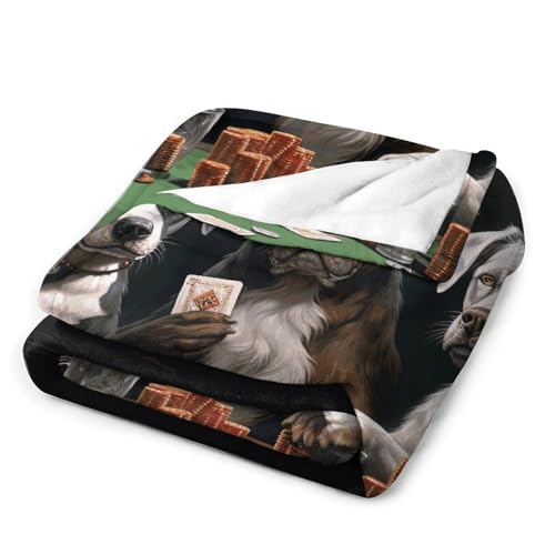 Couverture flanelle imprimé chiens poker : idée cadeau originale lit canapé