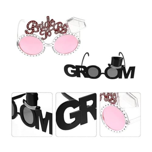 Image of Wanna Party Bride and Groom Eyeglasses, Sunglasses for Bachelor, Bachelorette and Bridal Shower Decorations, Photo Props, 2pcs